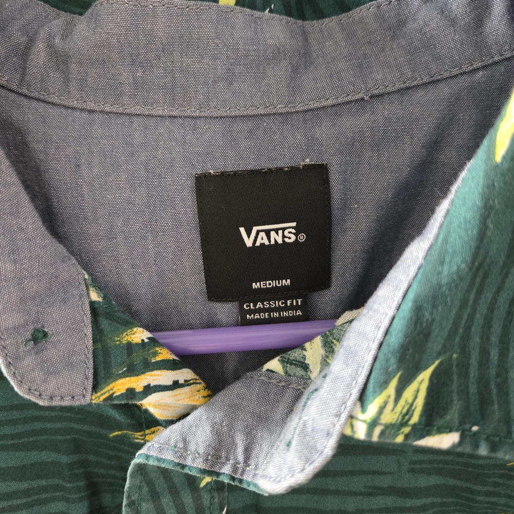 Vans Teal and Yellow Floral Men's Shirt - Picture 3 of 3